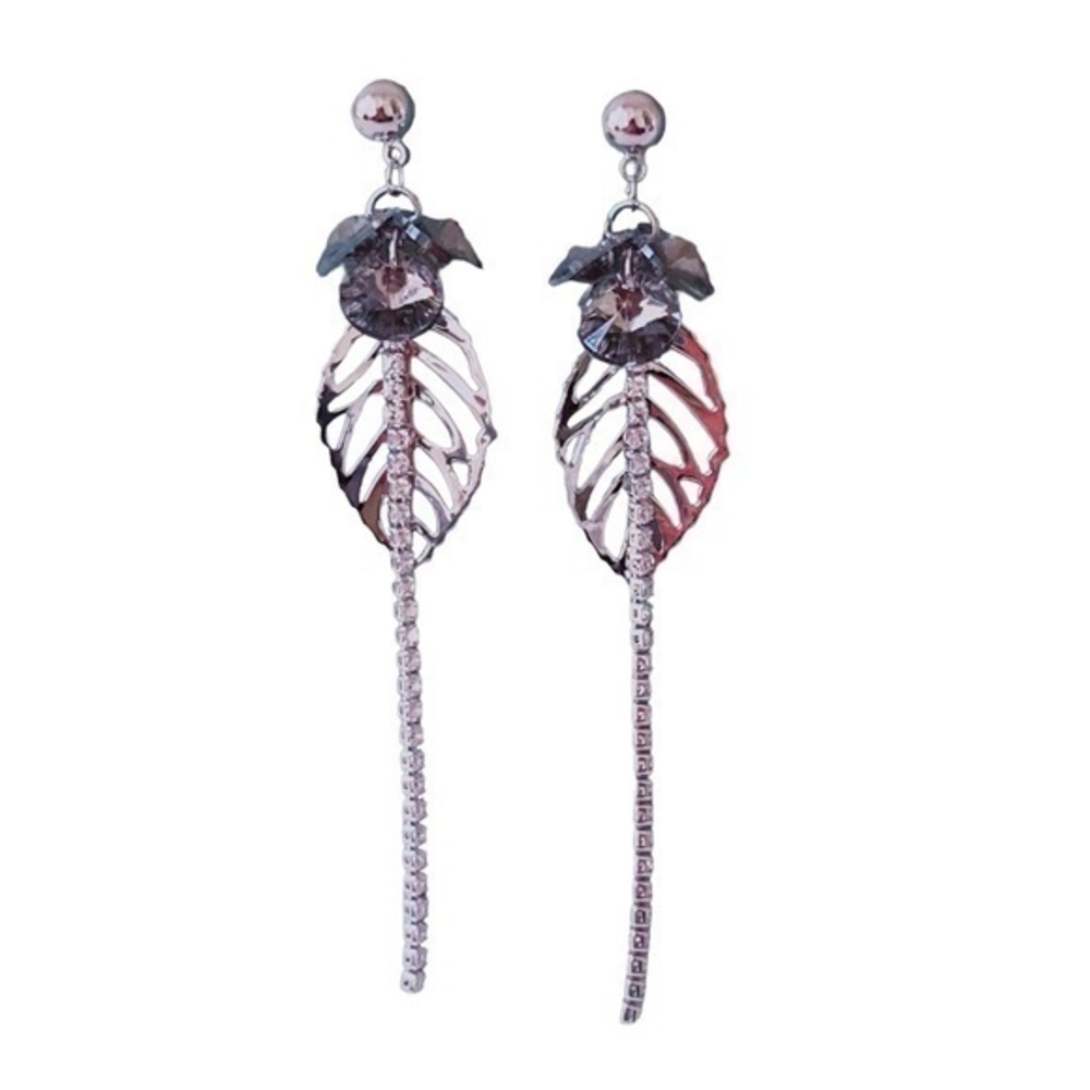 Swarovski Crystal and silver leaf in brass with gold finished